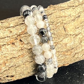 Bracelet Quartz avec inclusion de Tourmaline noire 4mm